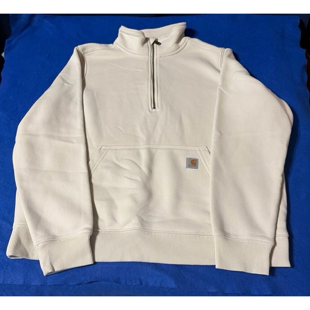 Carhartt Quarter Zip Sweatshirt Youth XL 16-18 Cream OffWhite Relaxed Fit